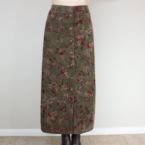 Eddie Bauer Olive Floral Maxi Skirt - Picture 2 of 4